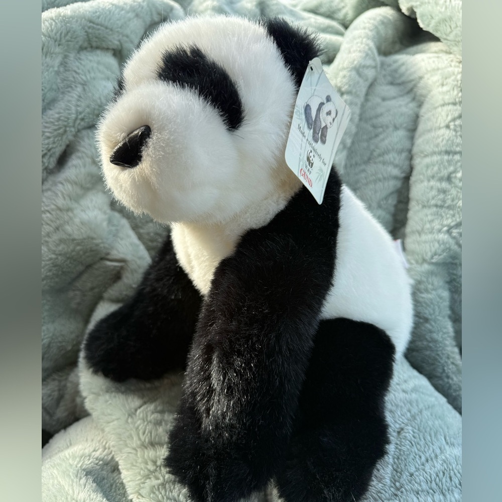GUND WWF Panda Plush NWT Stuffed Animal Black White Bear Cottagecore Collectible